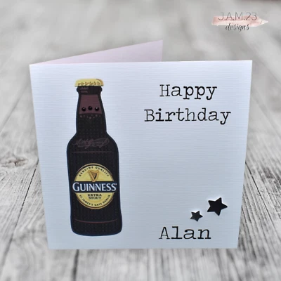 J.A.M. 23 DESIGNS Personalised Male Guinness Birthday Card Dad Grandad Husband Friend Son Stout