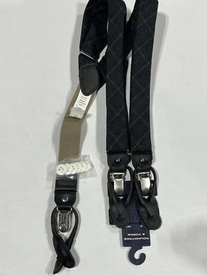 Мужские черные клетчатые подвески Roundtree & Yorke НОВЫЕ - Изображение 1 из 4