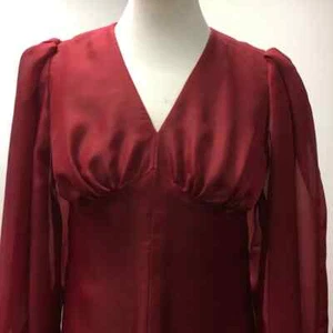 Women's 70's Vintage empire waisted dress | ladies burgundy hued long dress - Picture 1 of 10
