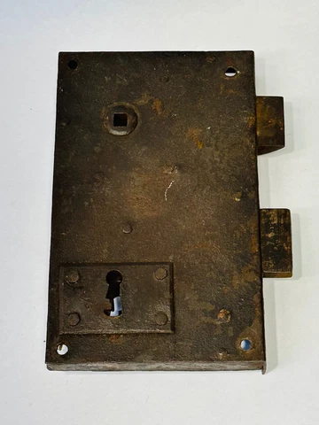 Antique Vintage Forged Iron Door Lock / Latch 18th Century Architectural Salvage Cover