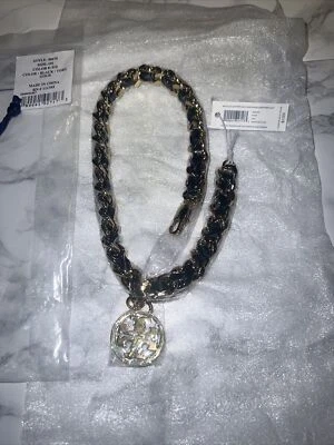 Pulsera Tory Burch 50675 de cuero metálico y cadena doble envoltura para mujer Foto 1 de 4