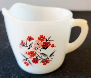 Vintage Fire King Anchor Hocking Creamer Primrose Floral Milk Glass Ovenware VGC - Picture 1 of 7