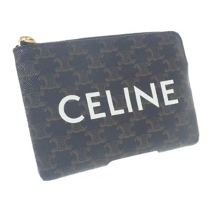 CELINE Coin Purse Coin Case Triomphe Canvas Black Brown Women's TGIS - Picture 1 of 10