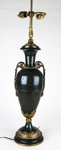 Vintage French Style Dark Green Marble Stone & Bronze Metal Ormolu Urn Form Lamp - Picture 1 of 9