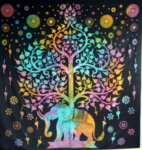 Tagesdecke, Wandbehang aus Indien Wandbehang Lebensbaum Regenbogen - Bild 1 von 1