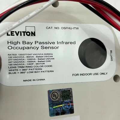 Leviton OSFHU-ITW High Bay Occupancy Sensor - PIR, 8-40', 120-347V ⭐ - Image 1 of 4
