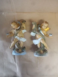 Ein Paar Fontanini italienische Cherub Engel Kerzenständer 5042-5043 - Bild 1 von 4
