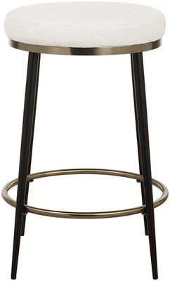 Uttermost 23897 Ensemble 20"W Metal and Polyester Accent Stool - Matte Black / - Image 1 of 4