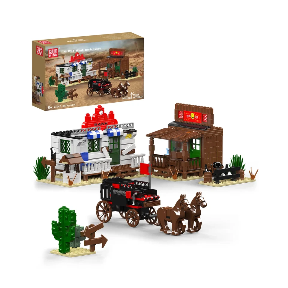 Mould King 24062 Wild West Bank Heist Horse And Cart Building Blocks Model 693pc