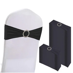 100PCS Spandex Stretch Chair Sashes Bows Elastic Chair Cover Bands Ties with ... - Picture 1 of 7