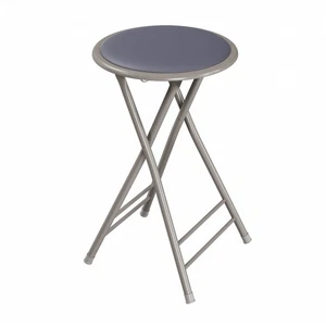 Gray 24 Inch Cushioned Folding Stool Extra Seating 300 Lb Capacity - Picture 1 of 3