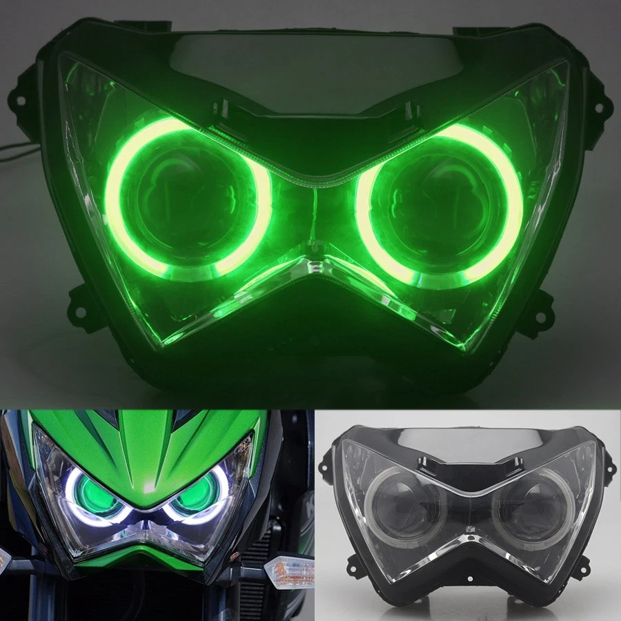 Conjunto completo de faros proyector ojo de ángel verde para Honda Kawasaki Z800 Z250 Foto 1 de 4