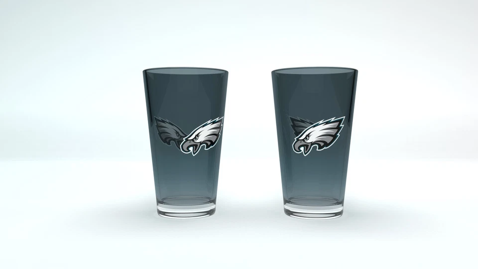 GREAT BRANDING Philadelphia Eagles NFL 2er Set Trinkgläser mit Logo und Farbverlauf 470ml