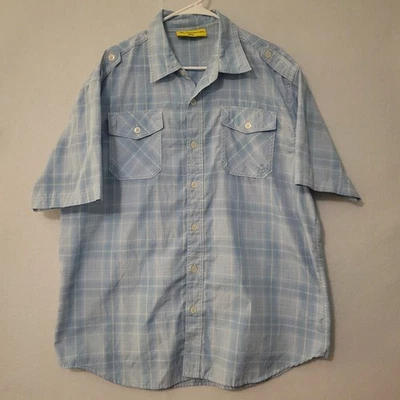 Akademiks Colour s Men's blue/white plaid Short Sleeve Shirt Size 2XL - Image 1 of 4