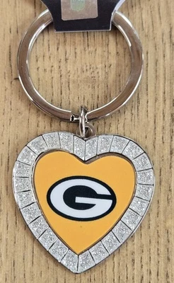 Llavero Green Bay Packers, con licencia NFL, en forma de corazón, acento joya Foto 1 de 4
