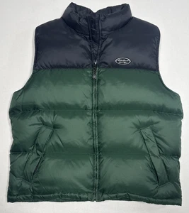 Eddie Bauer EBTEK Puffer Vest Mens L Nylon Goose Down Feathers Green Two Tone - Picture 1 of 14