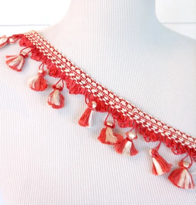 Borla vintage CONSO FLECOS ribete rojo y blanco menta rayas por comprar Foto 1 de 4