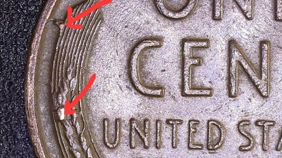 1957 D Wheat Penny Die Chips On Reverse Error - Image 1 of 4