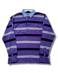 GANT The Heavy Rugger Purple Striped Rugby Shirt Top - Men’s Size UK XL - Picture 1 of 10