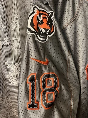 Camiseta deportiva verde Nike On Field de los Cincinnati Bengals #18 gris rara malla talla 48 Foto 1 de 4
