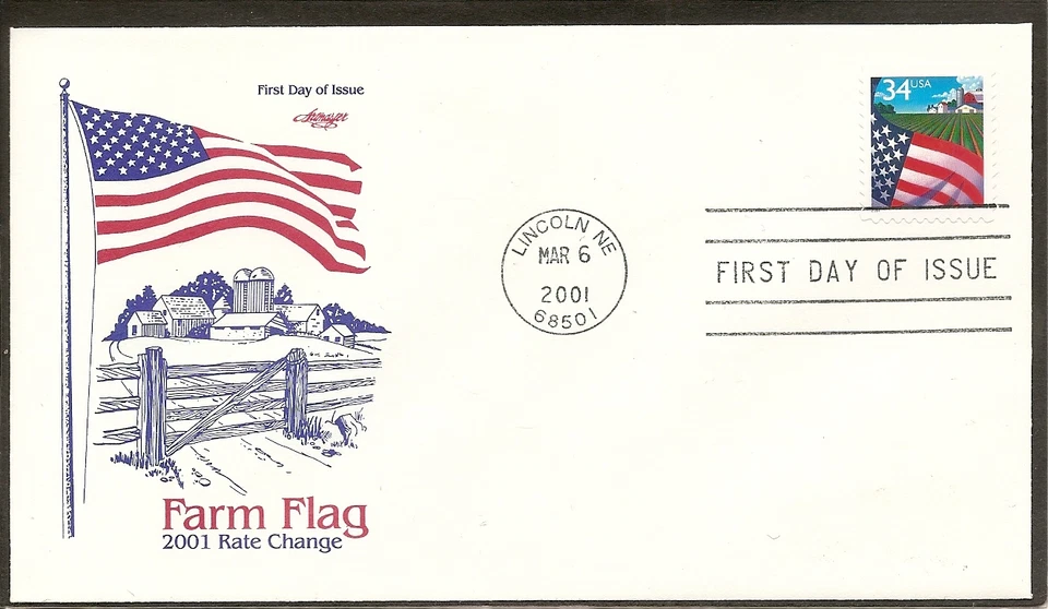 US Scott # 3470 Flag Over Farm FDC. Artmaster cachet. - Image 1 of 1