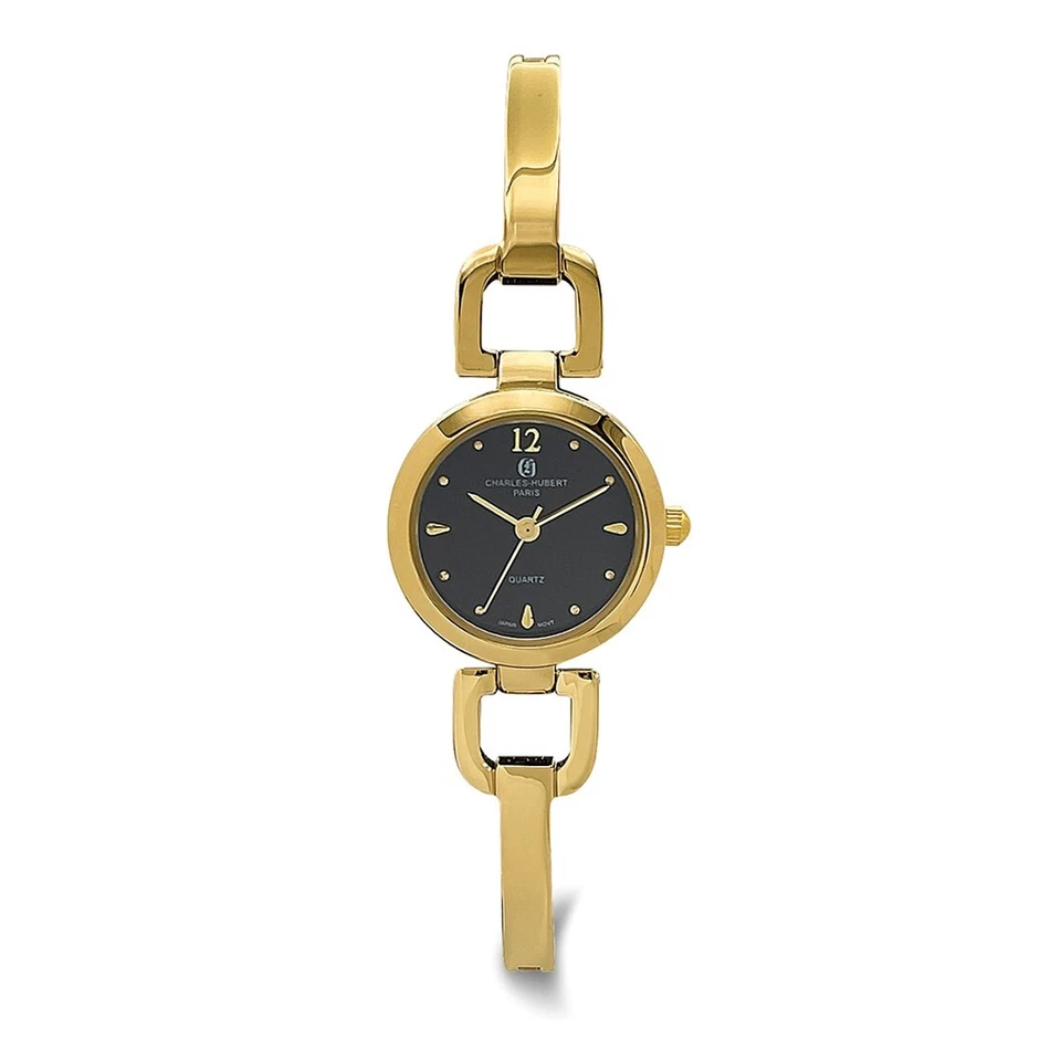 Reloj de cuarzo Charles Hubert 24 mm para mujer esfera negra chapado en oro Foto 1 de 1
