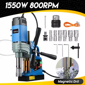 Magnetic Drill 1550W 2922lbf/13000N Portable Mag Drill Press 6 Drilling Bits - Picture 1 of 13