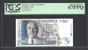 Mauritius 50 Rupees 1998 P43 Uncirculated Graded 67 - Picture 1 of 2