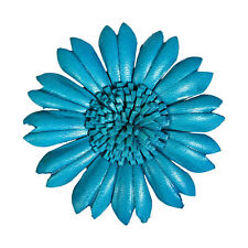 Vibrantly Colorful Blue Leather Flower Combination Hairclip and Brooch Pin