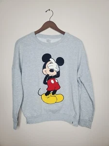 Disney Damenpullover Peekaboo Mickey bestickter Pullover grau L Rundhalsausschnitt - Bild 1 von 6