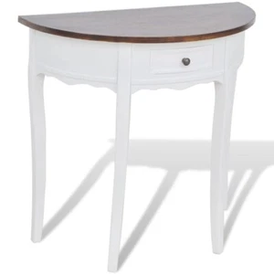 vidaXL Console Table with Drawer and Brown Top Half-round - Picture 1 of 5