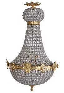 Deckenleuchte Antik Korblüster Lüster Kristalle Kronleuchter Barock Deckenlampe - Bild 1 von 4