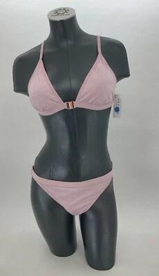 Talla XL-NUEVO con etiquetas Pac Sun Bikini -LA Hearts- BubbleGum Rosa con cierres de oro rosa Foto 1 de 4
