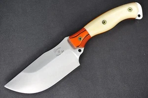 Busse Custom War Train Handcar .165" Satin INFI, G10 G-rexed White Bone Handle - Picture 1 of 13
