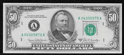 1969-B $50 *Boston* Federal Reserve Note "Crisp GEM New RARE!" - Image 1 of 2