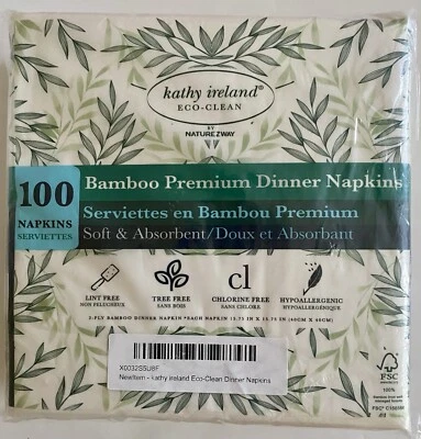 Kathy Ireland Eco-Limpio Bambú Premium Cena 100 Servilletas Suaves y Absorbentes Foto 1 de 4