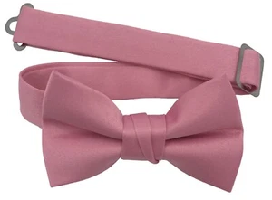Boys Bow Tie Quality clip on adjustable neck band Satin Solid Pattern Colors - Picture 1 of 95