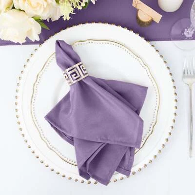 25 pcs Violet Amethyst Polyester 17x17" TABLE NAPKINS Wedding Kitchen Linens - Image 1 of 4