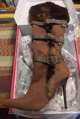 NUEVAS Botas de Microfibra Funtasma Para Mujer Talla 9 Marrón Oscuro Tacón 4.5" Foto 1 de 4