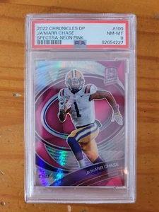 2022 Chronicles Draft Spectra Neon Pink #100 Ja'Marr Chase LSU PSA 8 NM-MT 34/75 - Picture 1 of 2
