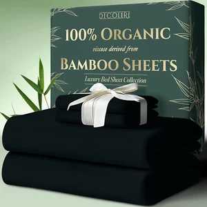 100% Organic Viscose Derived from Bamboo Sheets Twin Size 4Pcs - Ultra Soft & Lu - Picture 1 of 8