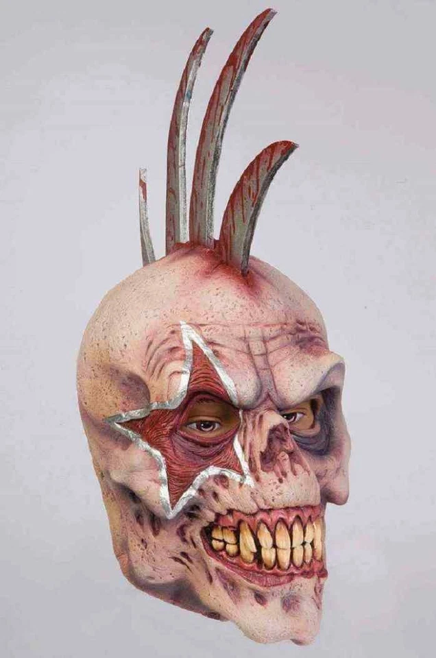 Razor Rocker Mask Punk Zombie Mohawk Fancy Dress Halloween Costume Accessory - Image 1 of 1