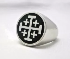 Anillo Cruz de Jerusalén Cruzados Cruz Cinco Heridas de Cristo Anillo - Imagen 1 de 2