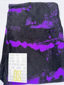 NEW LuLaRoe One Size OS (2-10) Black with Purple Paint Splatter Leggings - Picture 1 of 6