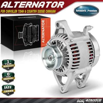 Alternator for Chrysler Town & Country Dodge Caravan Plymouth 75/90A 4-Groove - Image 1 of 4