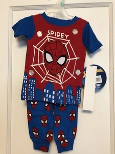 MARVEL SPIDERMAN Baby Boys Pj’s 9 Months 2 PIECE SHORT SLEEVE TOP PANTS BNWT - Picture 1 of 4