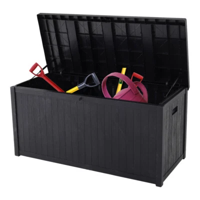 Black 430L Garden Tool Storage Box Outdoor Cushion Utility Chest Box Container - Image 1 of 4
