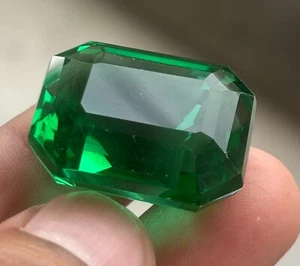 Loose Natura 55 Cts l Green Emerald Emerald Cut Certified Colombian  Gemstone - Picture 1 of 6
