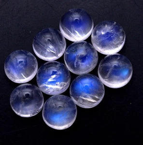 9.10 Cts Natural Rainbow Moonstone Round Cabochon 6 mm Lot 10 Pcs Loose Gemstone - Picture 1 of 6