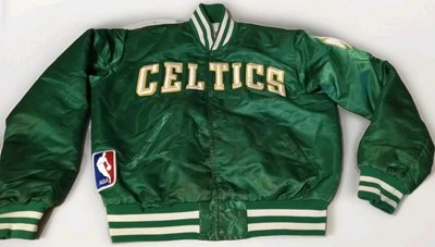 Chaqueta de Inicio BOSTON CELTICS Vintage Verde Satinado Para Hombre Mediana EE. UU. Defectos LEER Foto 1 de 4